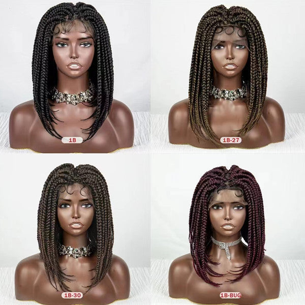 14 inches Short Bob Small Twisted Braids Full Lace Synthetic Wigs UC038