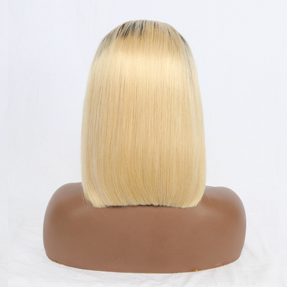 Ucutehair 1B/613 Blonde Bob Transparent Lace Front Human Hair Wig UC094