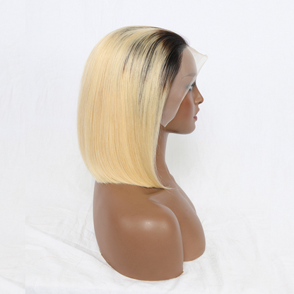 Ucutehair 1B/613 Blonde Bob Transparent Lace Front Human Hair Wig UC094