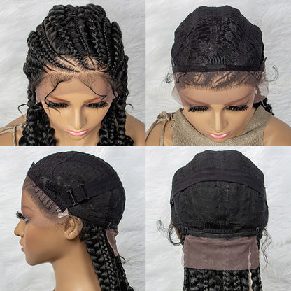 Colored Ponytail Cornrow  Braided Lace Front Synthetic Wig UC039