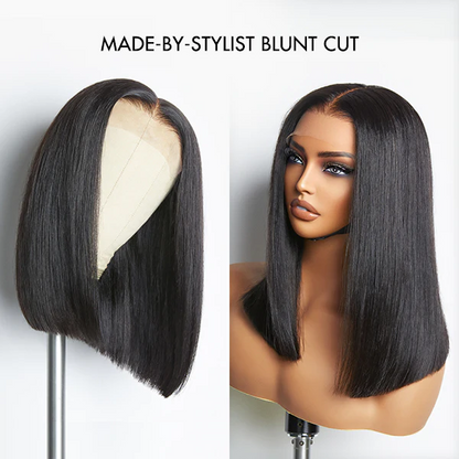 Silky Blunt Cut Glueless 5x5 Closure Lace Shoulder Length Bob Wig Ready to Go