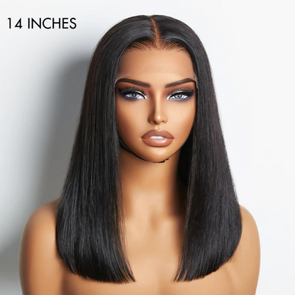 Silky Blunt Cut Glueless 5x5 Closure Lace Shoulder Length Bob Wig Ready to Go