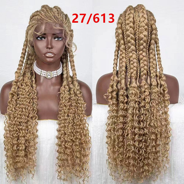 Colored Ponytail Cornrow  Braided Lace Front Synthetic Wig UC039