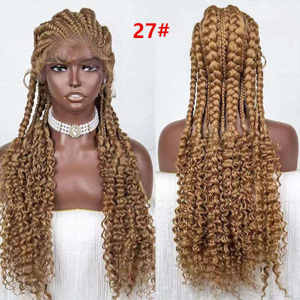 Colored Ponytail Cornrow  Braided Lace Front Synthetic Wig UC039