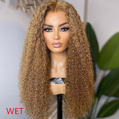 Limited Design | Honey Blonde  Jerry Curl 13X4 Lace Frontal  Long Wig 100% Human Hair UC015