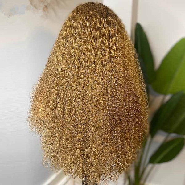 Limited Design | Honey Blonde  Jerry Curl 13X4 Lace Frontal  Long Wig 100% Human Hair UC015