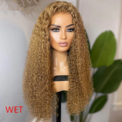 Limited Design | Honey Blonde  Jerry Curl 13X4 Lace Frontal  Long Wig 100% Human Hair UC015