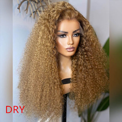 Limited Design | Honey Blonde  Jerry Curl 13X4 Lace Frontal  Long Wig 100% Human Hair UC015