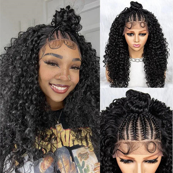 Synthetic Cornrow Braided Lace Wigs Box Braids Wig With Baby Hair UC040