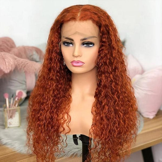 Orange Ginger Water Wave 13x4 5x5 Lace Wig Brazilian Virgin Hair UC022