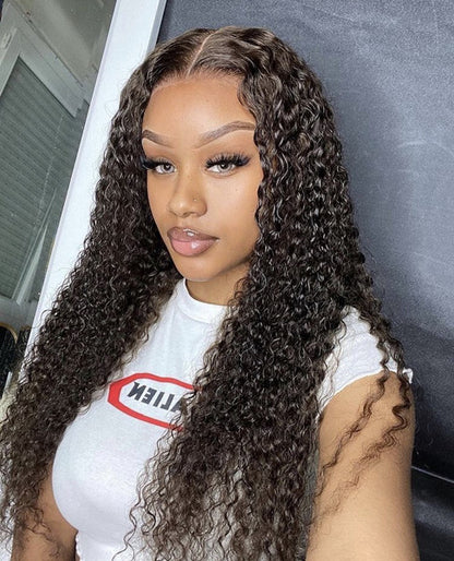 Human Hair Wigs 4x4 Lace Closure Wigs Jerry Curl Hairline Preplucked UC045