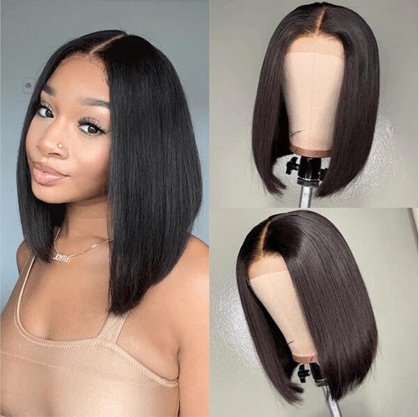 Short Bob Wig Straight Hair 180% Density 4×4 Glueless  HD Lace  Wig UC031