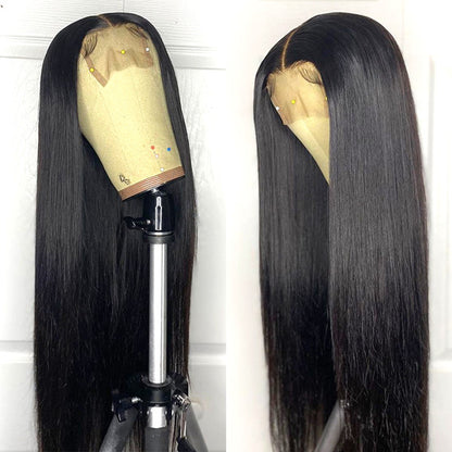 Brazilian Bone Straight 4x4 Lace Closure  Long Wig Middle Part UC028