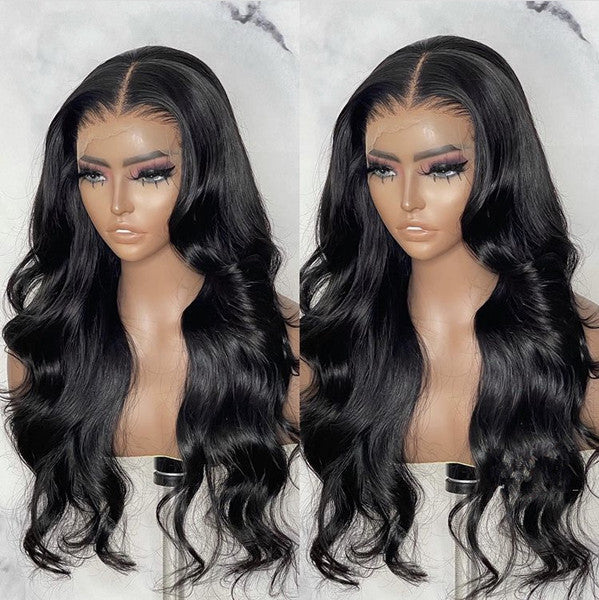 Natural Black Loose Body Wave 5x5 Closure HD Lace Glueless  Long Wig UC009