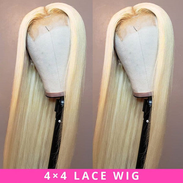 613 Blonde Brazilian Straight 4×4 Lace Closure Wig 100% Human Hair UC052