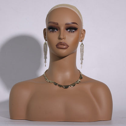 European American Model Head Display Props Mannequin Head with Shoulders Bust DE487