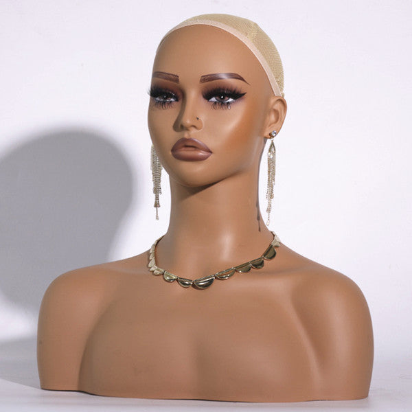 European American Model Head Display Props Mannequin Head with Shoulders Bust DE487