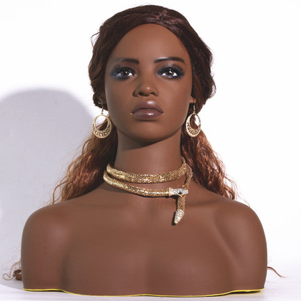 Realistic Europe and America Female Mannequin Head with Shoulder Display Manikin Heads Bust for Wigs,Makeup,Beauty Accessories DH-310-A