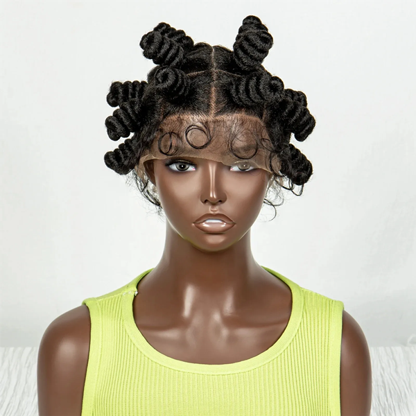 Knotless Short African Synthetic Braided Full Lace Wig  UC090