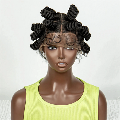 Knotless Short African Synthetic Braided Full Lace Wig  UC090