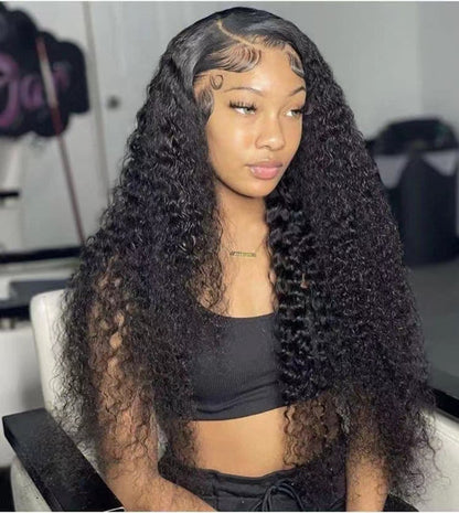 Beginner Friendly Jerry Curly  Lace Front Glueless Long Wig 100% Human Hair UC067