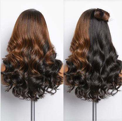 Trendy Brown with Black Color Loose Wave 5x5 Lace Closure Wig UC033