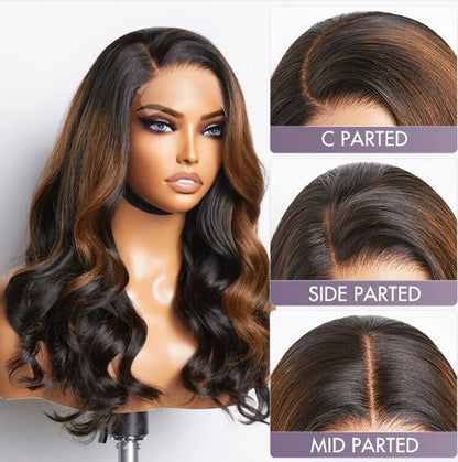 Trendy Brown with Black Color Loose Wave 5x5 Lace Closure Wig UC033