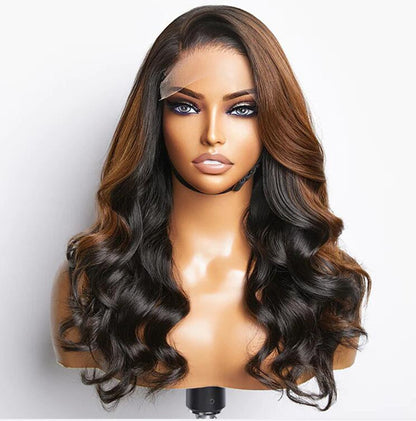 Trendy Brown with Black Color Loose Wave 5x5 Lace Closure Wig UC033