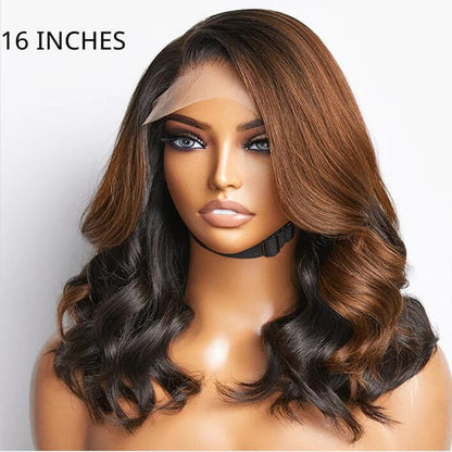 Trendy Brown with Black Color Loose Wave 5x5 Lace Closure Wig UC033