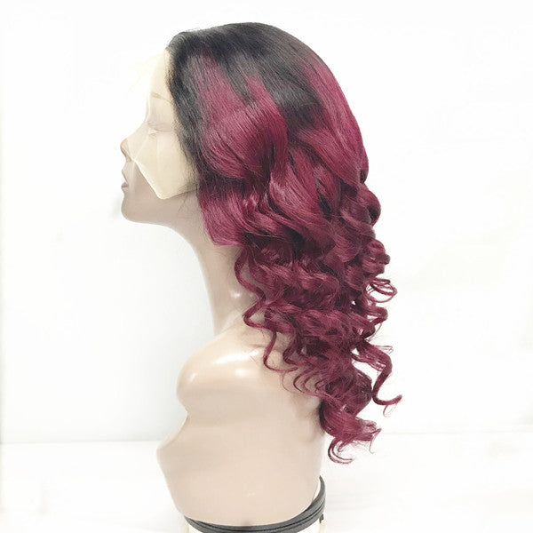 Ombre 99J Color  Loose Wave Glueless Lace Wig Middle Part UC021