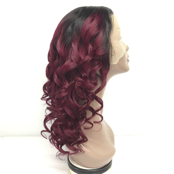 Ombre 99J Color  Loose Wave Glueless Lace Wig Middle Part UC021