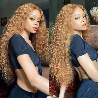 Honey Blonde Deep Curly 13X4 Glueless Lace Front Wig UC063