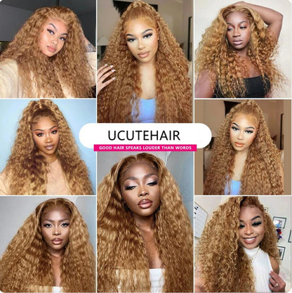 Honey Blonde Deep Curly 13X4 Glueless Lace Front Wig UC063