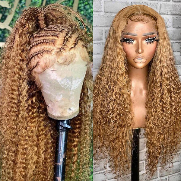 Honey Blonde Deep Curly 13X4 Glueless Lace Front Wig UC063