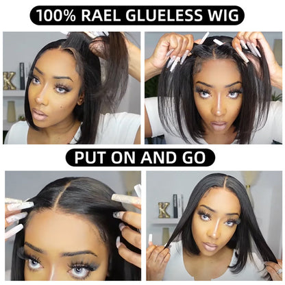 Put On and Go Blunt Cut Straight Bob HD Lace  Front Glueless Wig UC004