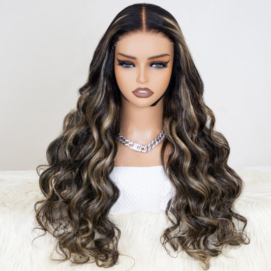 Ucutehair Highlight Color 27# Loose Wave 5x5 HD Glueless Wig with Lace Precut. UC090