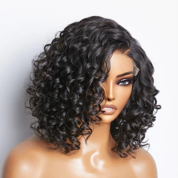 Loose Curl 5x5 HD  Lace Glueless Closure Bob Wig 100% Human Hair UC035