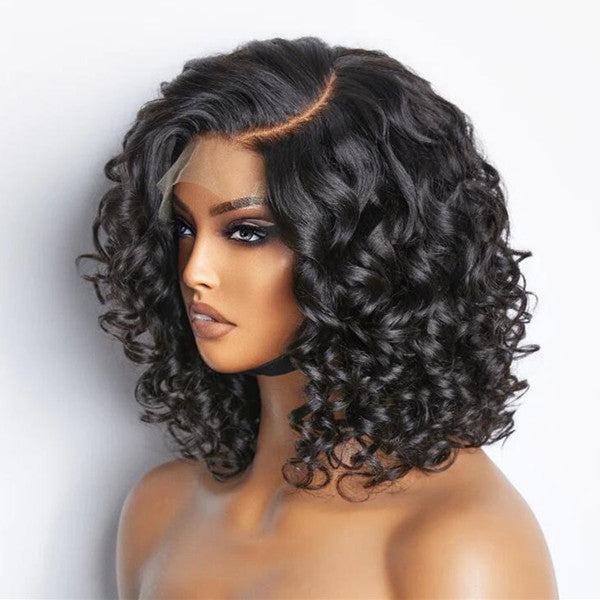 Loose Curl 5x5 HD  Lace Glueless Closure Bob Wig 100% Human Hair UC035