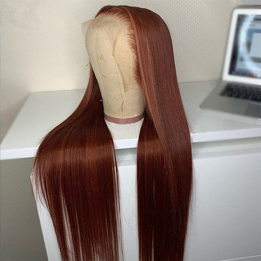 Limited Design | Exclusive Brownish Ultra Silky Straight 13x4 Lace Glueless Long Wig 100% Human Hair UC016