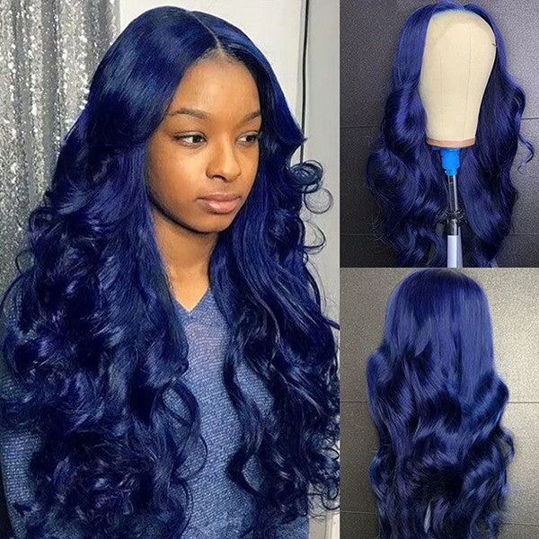 Dark Blue  Color 13x4 Glueless Lace Front Wig Body Wave 100% Human Hair UC065