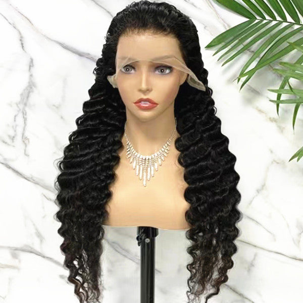 Deep Wave 13x4 Lace Frontal Wig 5x5  Crimped Deep Lace Closure Wig Human Hair UC022