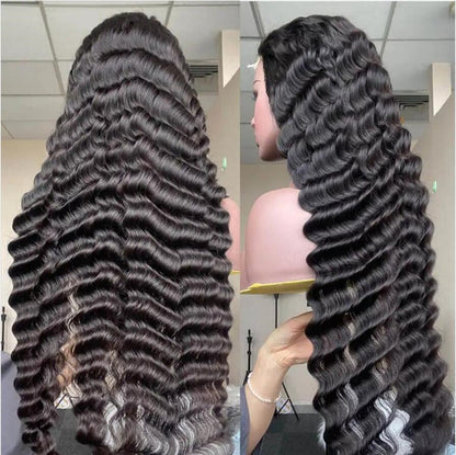 Deep Wave 13x4 Lace Frontal Wig 5x5  Crimped Deep Lace Closure Wig Human Hair UC022