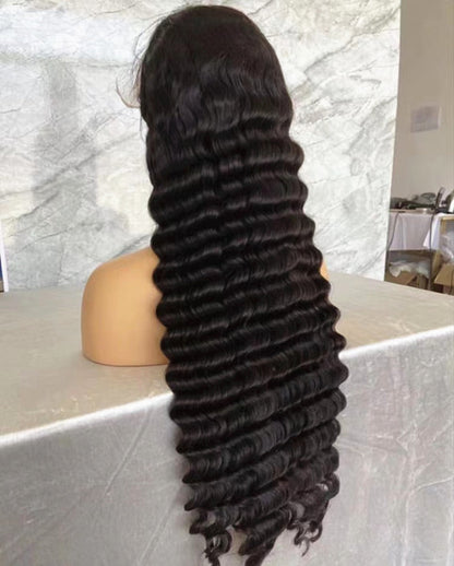 Deep Wave 13x4 Lace Frontal Wig 5x5  Crimped Deep Lace Closure Wig Human Hair UC022