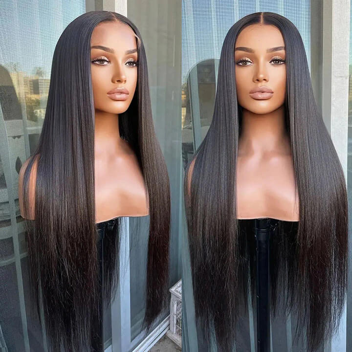 Super Density Silky Straight 13x6 13x4 HD Frontal Glueless Lace Long Wig 100% Human Hair UC061