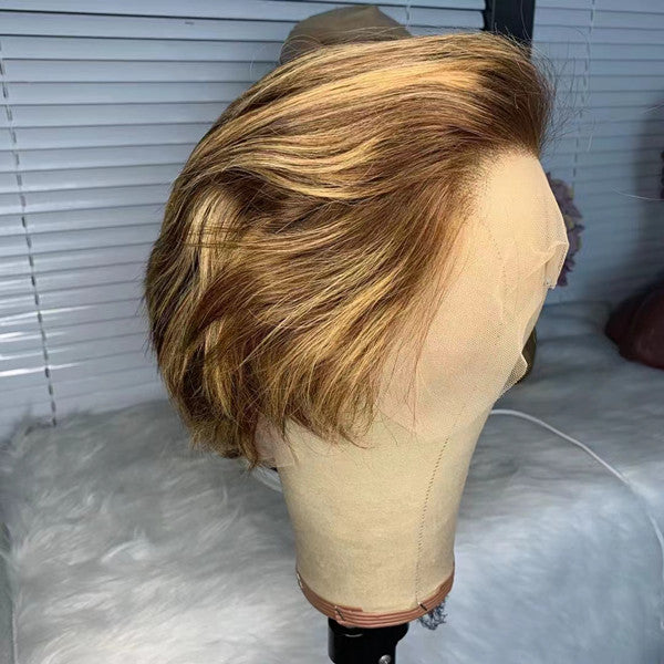 Honey Blonde Color Pixie Cut Lace Front Wig UC036