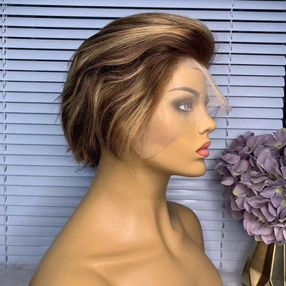 Honey Blonde Color Pixie Cut Lace Front Wig UC036