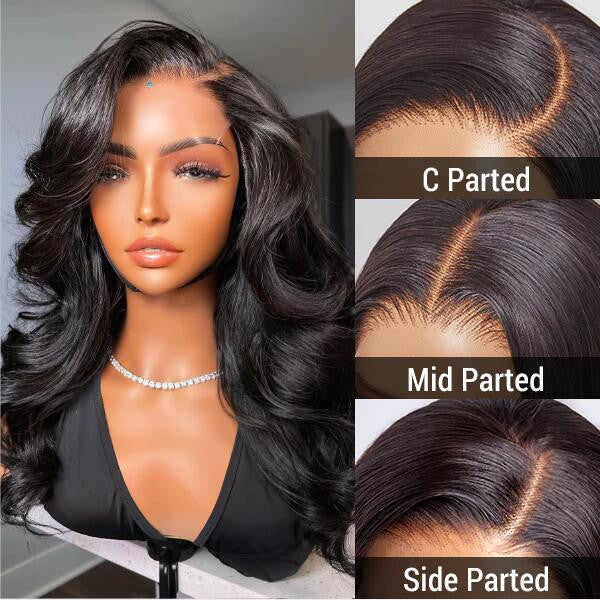 Natural Black Loose Body Wave 5x5 Closure HD Lace Glueless  Long Wig UC009