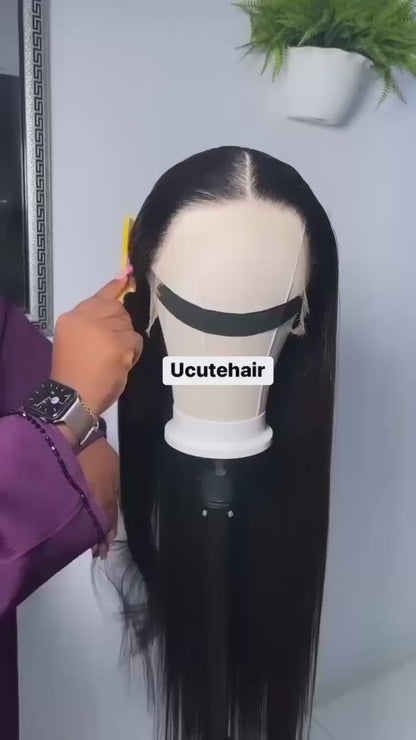 Super Density Silky Straight 13x6 13x4 HD Frontal Glueless Lace Long Wig 100% Human Hair UC061