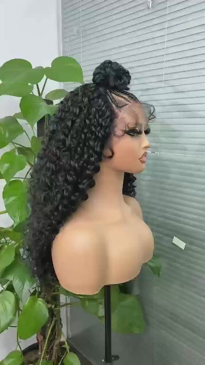 High Bun Water Wave Lace Wig Synthetic Hair UC056