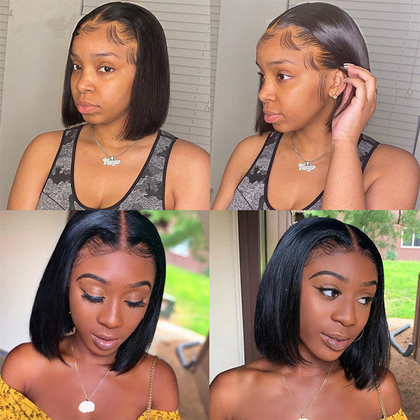 Put On and Go Blunt Cut Straight Bob HD Lace  Front Glueless Wig UC004